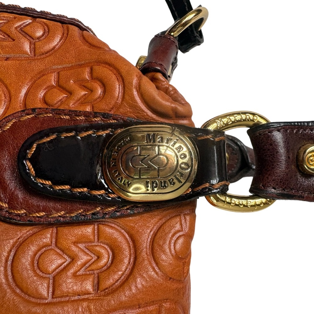 Marino Orlandi Monogram Embossed Leather Bag - Hobo Shoulder/Top Handle - Picture 10 of 14